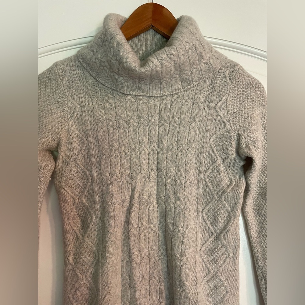 KENAR Beige Cashmere Cable-Knit Cowl Neck Pullover Sweater Women's S Long Sleeve - Picture 2 of 8